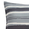 3 Piece Polyester Full Coverlet Set With Block Stripe Print, Gray and Cream