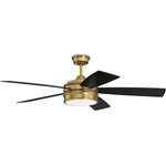 Craftmade Lighting - Craftmade Lighting BRX52SB5 Braxton - 52" Ceiling Fan with Light Kit - The Braxton, five-blade fan beautifully accessorizBraxton 52" Ceiling  Satin Brass Flat Bla *UL Approved: YES Energy Star Qualified: n/a ADA Certified: n/a  *Number of Lights: Lamp: 1-*Wattage:19w LED Disk bulb(s) *Bulb Included:Yes *Bulb Type:LED Disk *Finish Type:Satin Brass