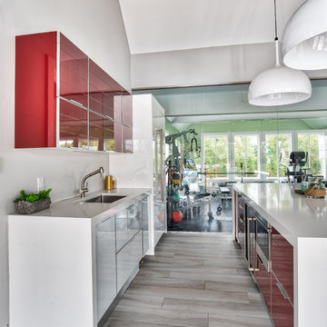 Exceptional Pool House Shows-Off Modern Kitchen and Bath