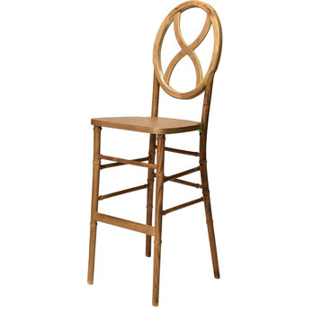 Veronique Series Stackable Sand Glass Wood Barstool, Tinted Raw