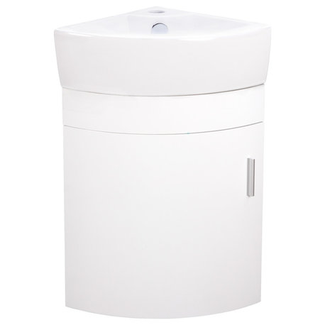 Melamine Wall-Hung Corner Vanity With Door and Sink