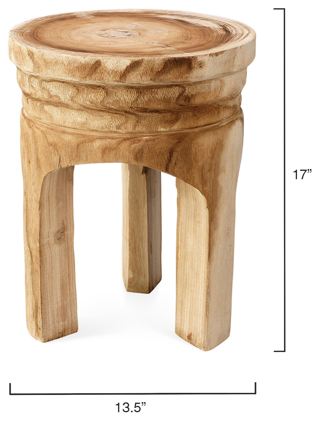 Mesa Wooden Stool, Natural Wood