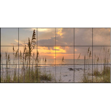 Tile Mural, Beach Grass At Sunset by Sean Allen