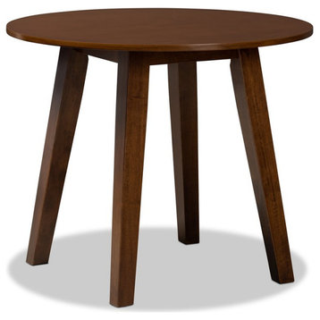 Baxton Studio Ela Walnut Finished 35-Inch-Wide Round Wood Dining Table