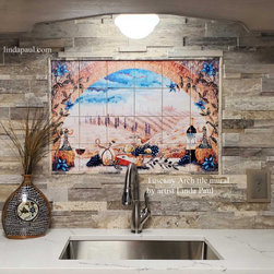 Tuscany style ceramic tile murals Kitchen backsplash  ideas - Tile Murals