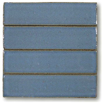 Atlanta 9.5"x2.5" Glazed Porcelain Subway Tiles, Blue, 8 Square Foot Box