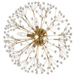Hudson Valley Lighting - Dunkirk, 4 Light Wall Sconce/Flush Mount, Aged Brass Finish, Crystals - The earthly and the extraterrestrial combine in this beautiful, branching family. 32-cut faceted crystal spheres bedazzle at the end of every branch, luminously refracting the light. Like a star being born, Dunkirk is at once organic and out of this world. When Sarfatti designed the first chandelier that launched the Sputnik craze, it had been fireworks he was trying to emulate. There is something both of the firework exploding and the fixtures Sarfatti inspired in this opulent piece.