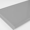 Metro 3 in x 12 in Glass Subway Tile in Glossy Pebble Gray