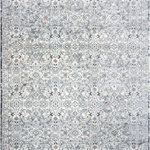 Tayse - Martha Traditional Floral Gray/Teal Rectangle Area Rug, 5'x7' - This romantic floral high-low pile rug will add a textural touch to any style of décor. The subtle repeating pattern is distressed for an enchanting appeal. Vacuum on high pile setting to remove debris taking care to avoid fraying the edges. Rotate periodically to extend the life of your investment.