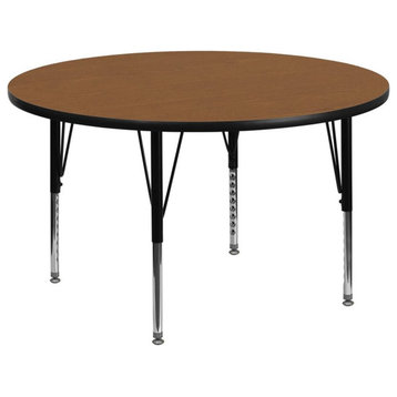 Flash Furniture 26" x 60" Round Thermal Fused Laminate Top Activity Table in Oak