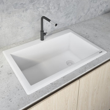 Ruvati 33" Dual-Mount Granite Composite Kitchen Sink, RVG1033WH