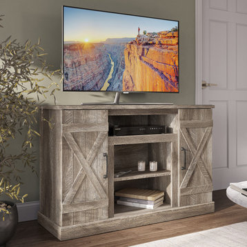 Rustic Wood TV Stand For TV's Up to 50" Living Room Storage, Ashland Pine