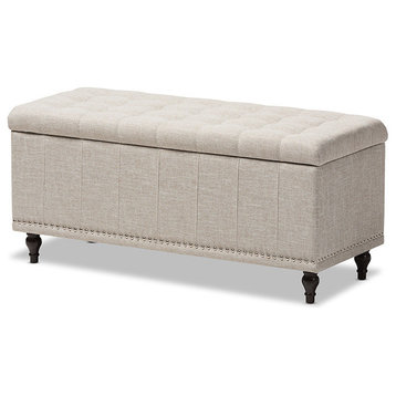 Kaylee Classic Upholstered, Button-Tufting Storage Ottoman Bench, Beige