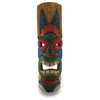Big Grin Tiki Mask Hand Carved Wood Tan Red Green Blue Tiki 19"