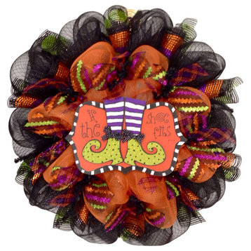 If The Shoe Fits Halloween Wreath Handmade Deco Mesh
