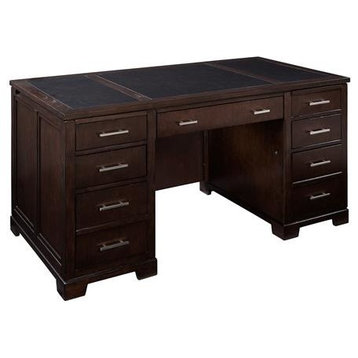 Hekman 79190 CEO 60" Wood Executive Desk With 3-Panel Leather Top, Mocha