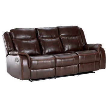 Sunset Trading Avant 86" Faux Leather Dual Reclining Sofa in Brown