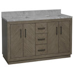 Kitchen Bath Collection - Peyton Bathroom Vanity, Gray Oak, 60", Top: Carrara Marble, Double - The Peyton: classic herringbone, exquisitely crafted.