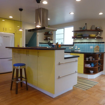 Mid century Retro kitchen & Great Room in San Mateo