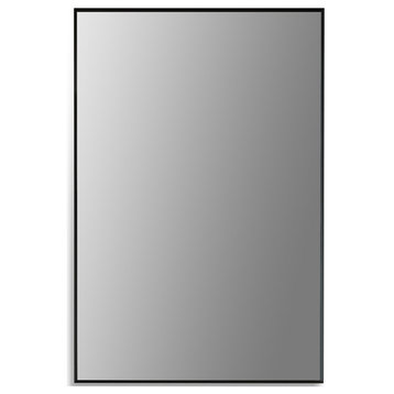 Sassi Rectangle Bathroom/Vanity Aluminum Framed Wall Mirror, Matt Black, 24"