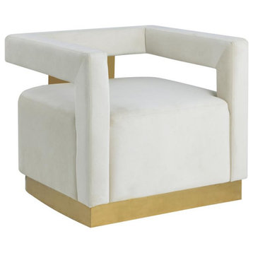 Connor Velvet Upholstered Accent Chair In Cream