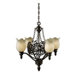 Toulouse-4-LT-Bronze-Finish-Chandelier-with-Cream-Glass - Chandeliers