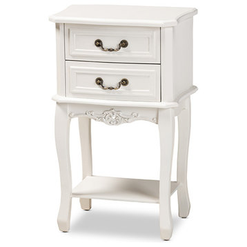Gabrielle Traditional Provincial White-Finished 2-Drawer Wood End Table