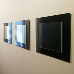 Accent Mirrors Set, Clear on Grey Mirror. - Wall Mirrors