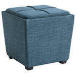 OSP Home Furnishings - Rockford Storage Ottoman, Blue Fabric - Complete any room with our contemporary Rockford storage ottoman. Remove the lid and stow toys, books and blanket throws, keeping even the busiest family room tidy and organized. Complete the perfect guest room with extra storage and seating. Add color and casual space-saving seating to a vanity or student desk. Arrives fully assembled.