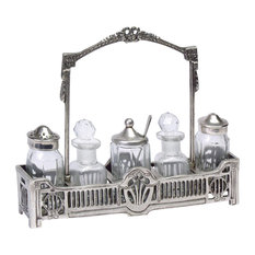Condiment Set w Tray in Antique Silver Finish