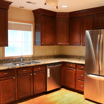Rouge Cabinets + Granite Countertops