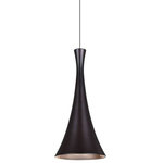 Besa Lighting - Besa Lighting Rondo, 16.85" 10W 1 LED Cord Mini Pendant with Flat Canopy - Our Rondo metal shade LED Pendant is a contemporary aluminum design, with semi-specular Alzak reflector for shielding the light source. The sleek trumpet-shaped design, along with the strong burst of focused downlight, makes this pendant ideal for task oriented applications in modern environments. The 12V cord pendant fixture is equipped with a 10' braided coaxial cord with Teflon jacket and a low profile flat monopoint canopy. These stylish and functional luminaries are offered in a beautiful brushed Bronze finish.  Canopy Included: TRUE  Canopy Diameter: 5 x 0.63< Dimable: TRUE  Color Temperature: 2  Lumens:   CRI: 85+  Rated Life: 0 HoursRondo 16.85" 10W 1 LED Cord Mini Pendant with Flat Canopy Bronze *UL Approved: YES *Energy Star Qualified: n/a  *ADA Certified: n/a  *Number of Lights: Lamp: 1-*Wattage:10w LED bulb(s) *Bulb Included:Yes *Bulb Type:LED *Finish Type:Bronze