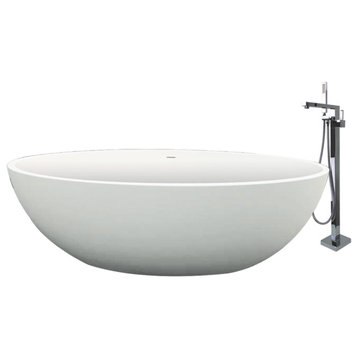 Transolid Sfera 66.54"x36.42"x21.65" Freestanding Tub and Faucet Kit, White