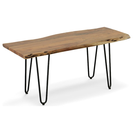 Seti Live Edge Coffee Table, Bench, Natural and Black