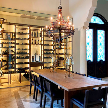 Transitional Rust Metal Wine Room
