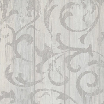 Twisted Wood Warm Gray Wallpaper, Double Roll