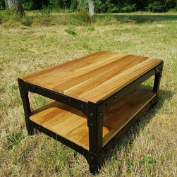Custom Handmade Oak Industrial Coffee Table - Coffee Tables
