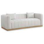 Meridian Furniture - Lucia Beige Linen Textured Fabric Chair, Cream, Sofa - Succumb to the welcoming comfort of this Lucia textured linen fabric living room sofa. This oversized sofa offers you the room you need to cozy up with a book or a cup of hot tea. Its rich cream linen textured fabric feels soft and inviting against the skin, and the plump back cushion adds to its relaxing feel against your body. Deep channel tufting keeps the sofa's fill intact, and it rests on a contrasting black solid wood base for resilient support.