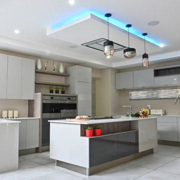 Modern High Gloss Grey toned Streamlined Kitchen