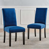 Side Dining Chair, Set of 2, Velvet, Wood, Blue Navy, Modern, Bistro Restaurant