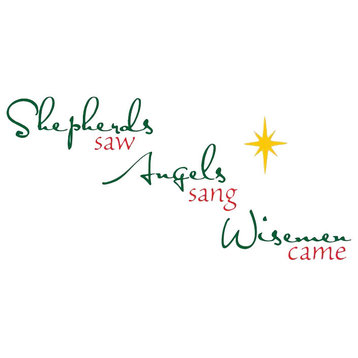 Decal Wall Sticker Shepherds Angels Wisemen Quote, Green/Red