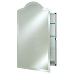 Afina - Scallop Top Frameless Medicine Cabinets, 20"x26", Left Hinge - Keep your toiletries organized and hidden from view in the Frameless Mirrored Bathroom Cabinet. This scalloped-top cabinet opens to reveal three tempered glass shelves, providing you with handy storage right above the vanity. Enhance your bathroom with this stylish and highly functional piece.