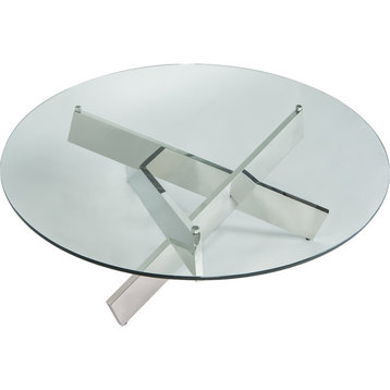 Bella Round Coffee Table, Polished Stainless Steel