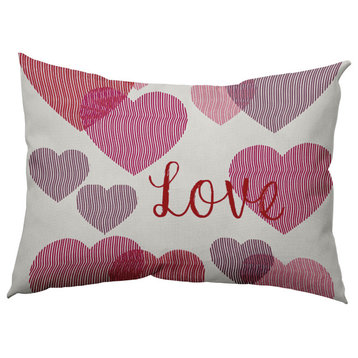Colliding Hearts Decorative Throw Pillow, Firecracker, 14"x20"