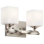 Kichler - Kichler 55001NI Two Light Bath, Brushed Nickel Finish - The Marette(TM) 13.5in. 2 light vanity light with satin etched cased opal glass and twisted arm in Brushed Nickel finish. A perfect addition in several aesthetic environments, including traditional, transitional and modern. Bulbs Not Included, Number of Bulbs: 2, Max Wattage: 75.00, Bulb Type: A19
