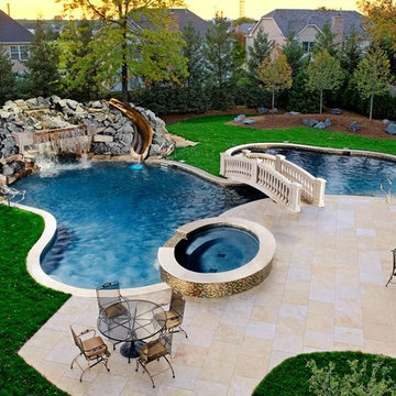 Northbrook, IL Freeform Pool, Spa, Grotto as featured on "Epic Pools" TV Show