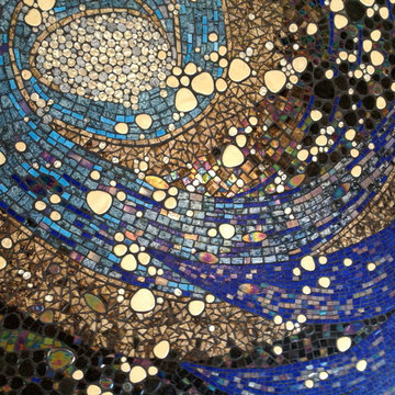 Nautilus and galaxy floor mosaic