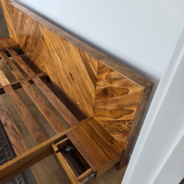 Hollywood Teakwood Crest Floating Bed with Headboard