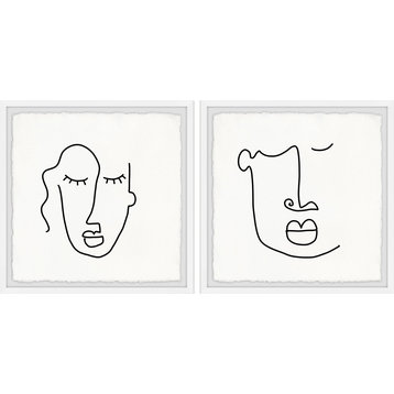 Tribal Mask Outline Diptych, 2-Piece Set, 12x12 Panels