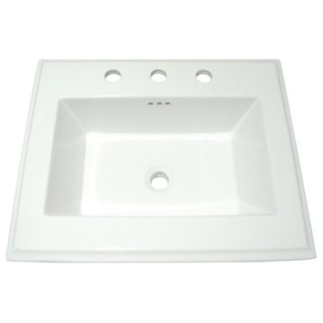 Concord White China Countertop Bathroom Sink with 8" Center